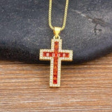 Fashion Long Chain Exquisite Multicolors Cross Pendant AAA Zircon Crystals Necklaces - Religious Jewellery - The Jewellery Supermarket
