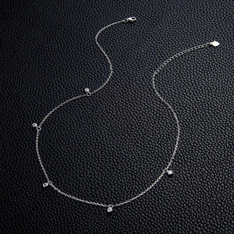 Charming Round Cut 2.5mm D Color High Quality Moissanite Diamonds Charm Choker Necklace - Fine Jewellery - The Jewellery Supermarket