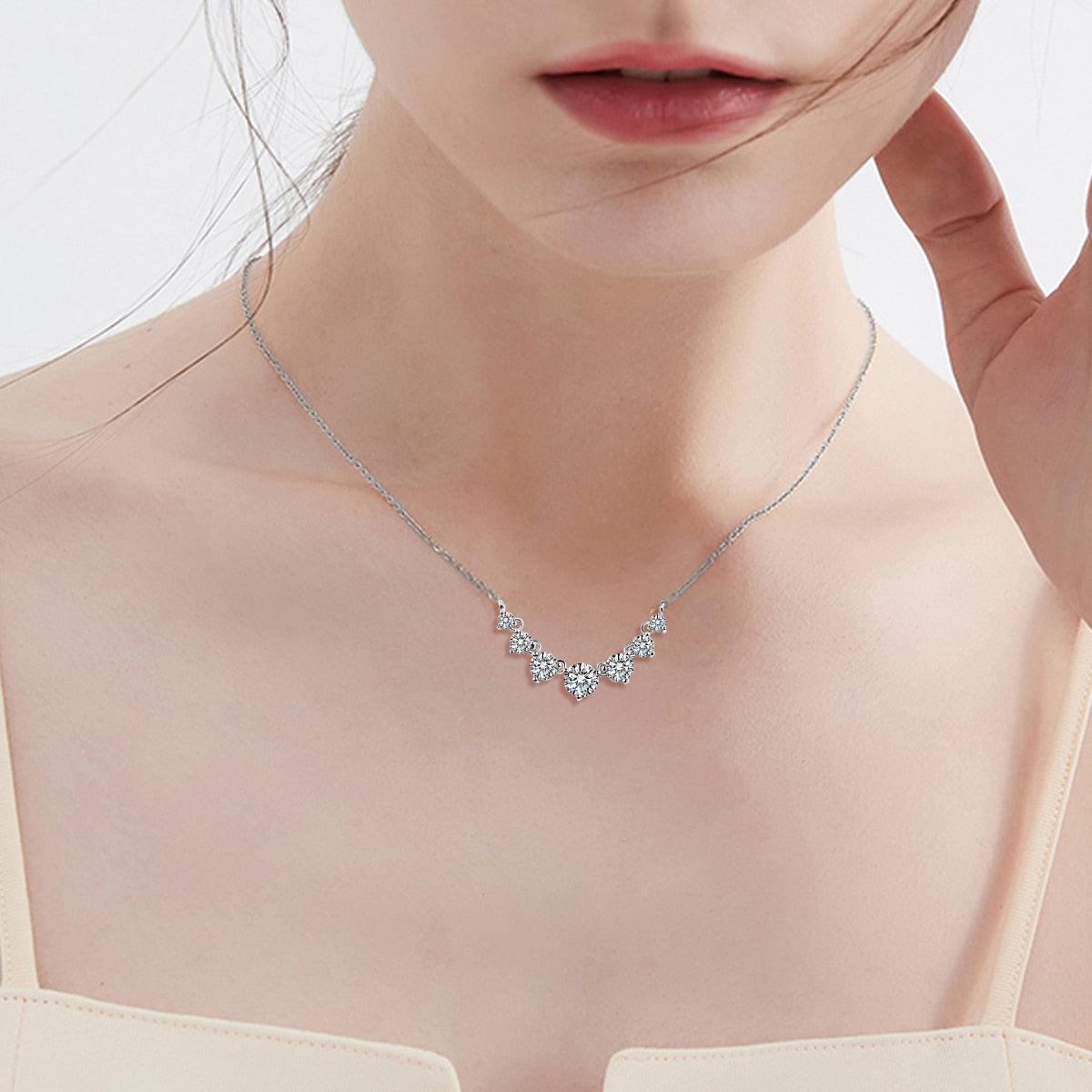Dazzling 1ct, 0.5ct, 0.3ct,0.1ct High Quality Moissanite Diamonds Necklace For Women - Luxury Jewellery - The Jewellery Supermarket