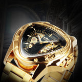 NEW - Men Golden Triangle Skeleton Mechanical Automatic Sport Watch - The Jewellery Supermarket