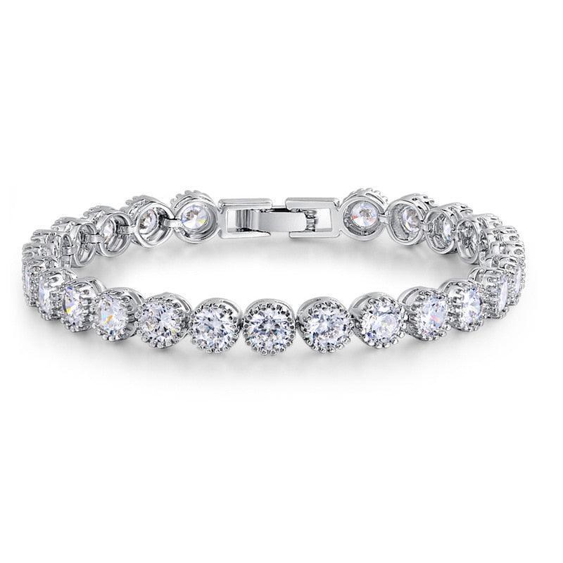 Luxury Women Round AAA+ CZ Diamonds Silver Color Tennis Bracelet - The Jewellery Supermarket