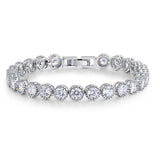 Luxury Women Round AAA+ CZ Diamonds Silver Color Tennis Bracelet - The Jewellery Supermarket