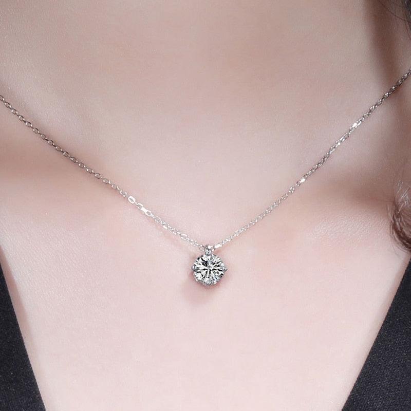 Sensational Classic Round Cut VVS 0.5/1/2 Carat High Quality Moissanite Diamonds Necklace- Fine Jewellery - The Jewellery Supermarket