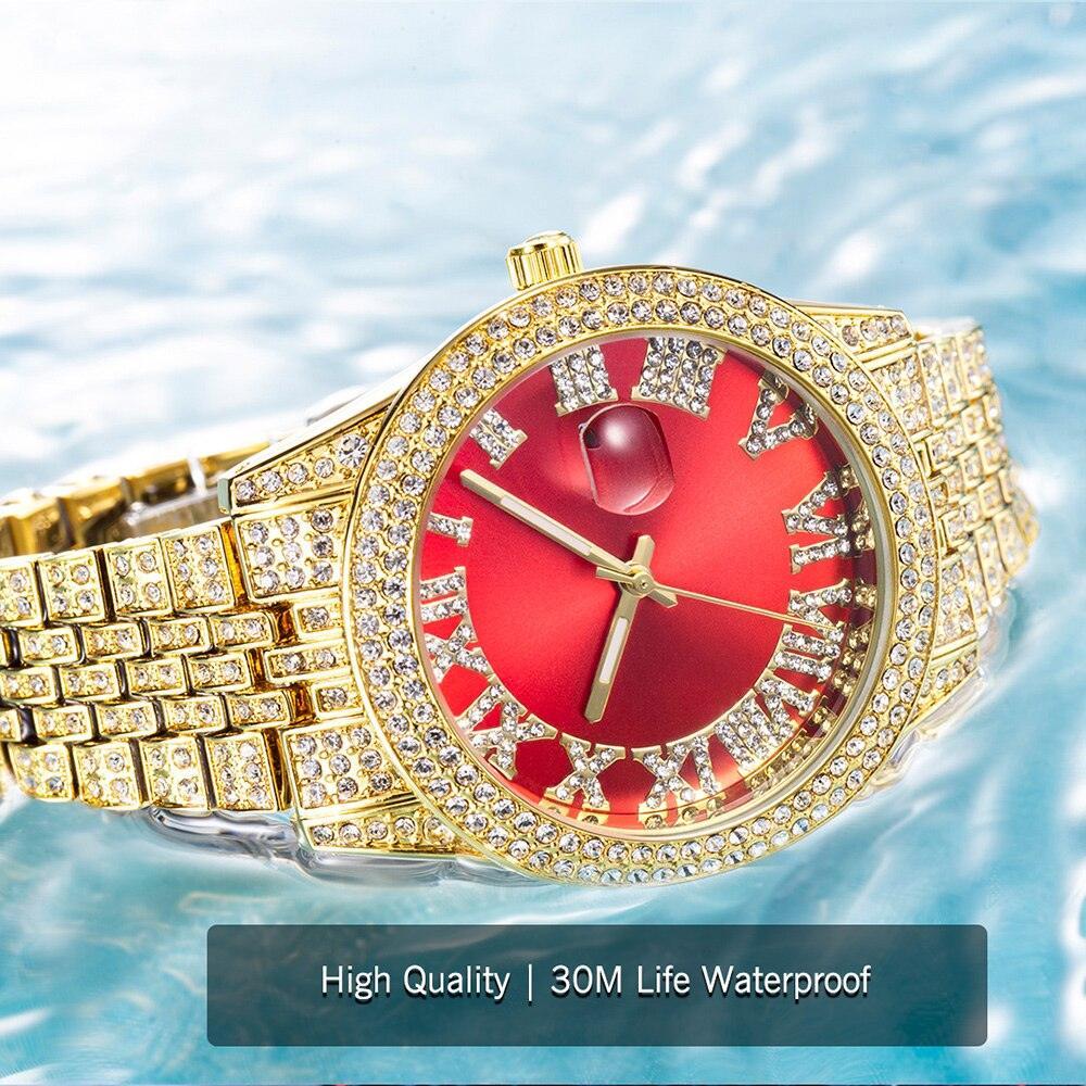 NEW Elegant Stylish Iced Out Simulated Diamond Top Brand Date Waterproof Quartz Fashion Watch - The Jewellery Supermarket