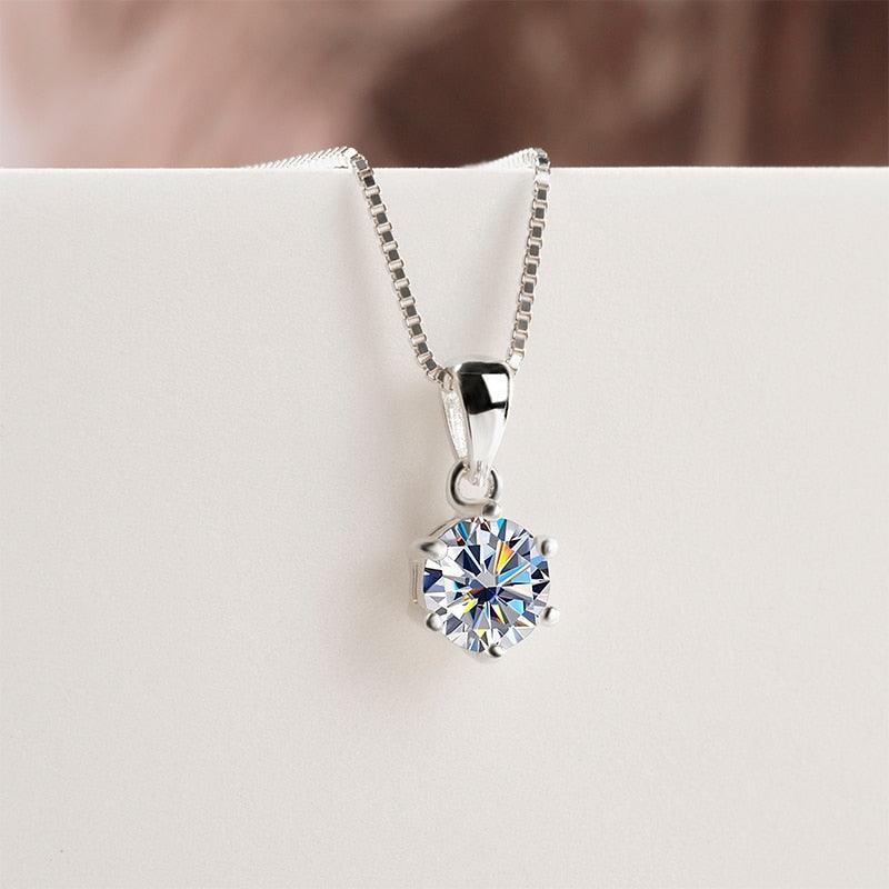 Choice 1 Carat Round Cut VVS Blue Green Colour Real High Quality Moissanite Diamonds Pendants - Fine Jewellery - The Jewellery Supermarket