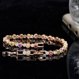 TERRIFIC Multicolor Paved Connected Round AAA+ Cubic Zirconia Simulated Diamonds Rose Gold Colour Tennis Bracelets - The Jewellery Supermarket