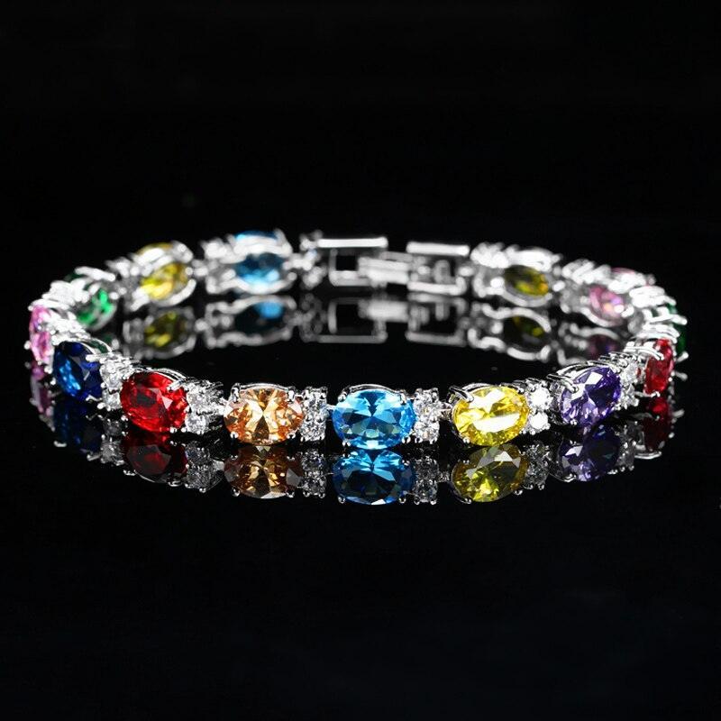 LOVELY Brilliant Light Blue AAA+ Cubic Zirconia Simulated Diamonds Fashion Tennis Bracelets - The Jewellery Supermarket