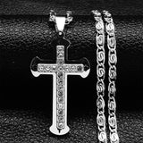 Attractive Catholic Cross Amulet CZ Crystal Gold Color Stainless Steel Pendant Chain Necklace - Christian Jewellery - The Jewellery Supermarket