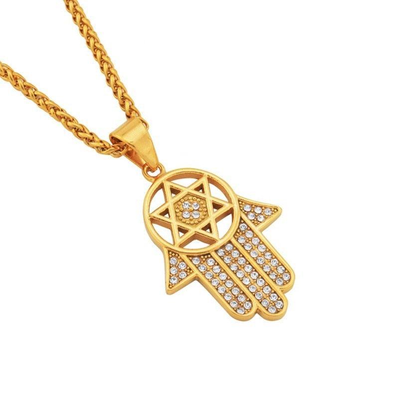 NEW Israel Menorah Happy Hanukkah Golden Stainless Steel Star Of David Pendant - The Jewellery Supermarket