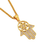 NEW Israel Menorah Happy Hanukkah Golden Stainless Steel Star Of David Pendant - The Jewellery Supermarket
