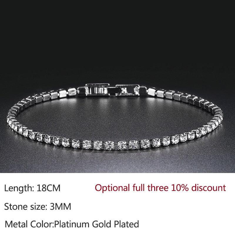 Luxury Shiny Round AAA+ Cubic Zirconia Diamond Tennis Gold Silver Colour Bracelets For Women - The Jewellery Supermarket