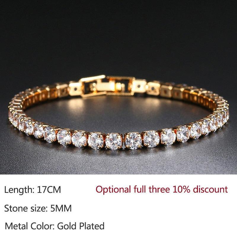 Luxury Shiny Round AAA+ Cubic Zirconia Diamond Tennis Gold Silver Colour Bracelets For Women - The Jewellery Supermarket