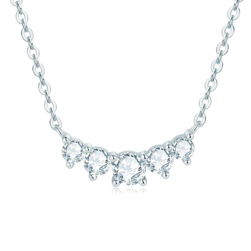 Impressive High Quality Moissanite Diamonds Trendy Smile 5 Stone Choker Necklace Jewellery - The Jewellery Supermarket