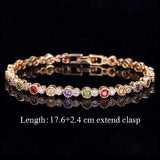 TERRIFIC Multicolor Paved Connected Round AAA+ Cubic Zirconia Simulated Diamonds Rose Gold Colour Tennis Bracelets - The Jewellery Supermarket