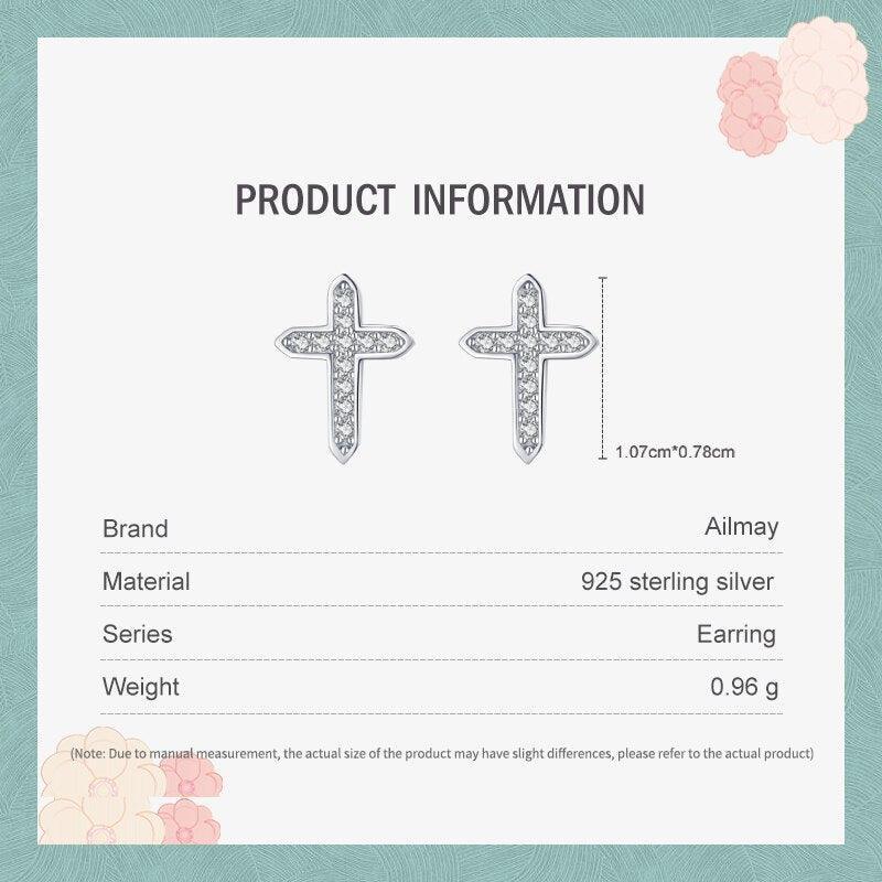Popular Cross Dazzling Silver AAA+ Zircon Stud Fashion Classic Earrings - Fine Christian Jewellery - The Jewellery Supermarket