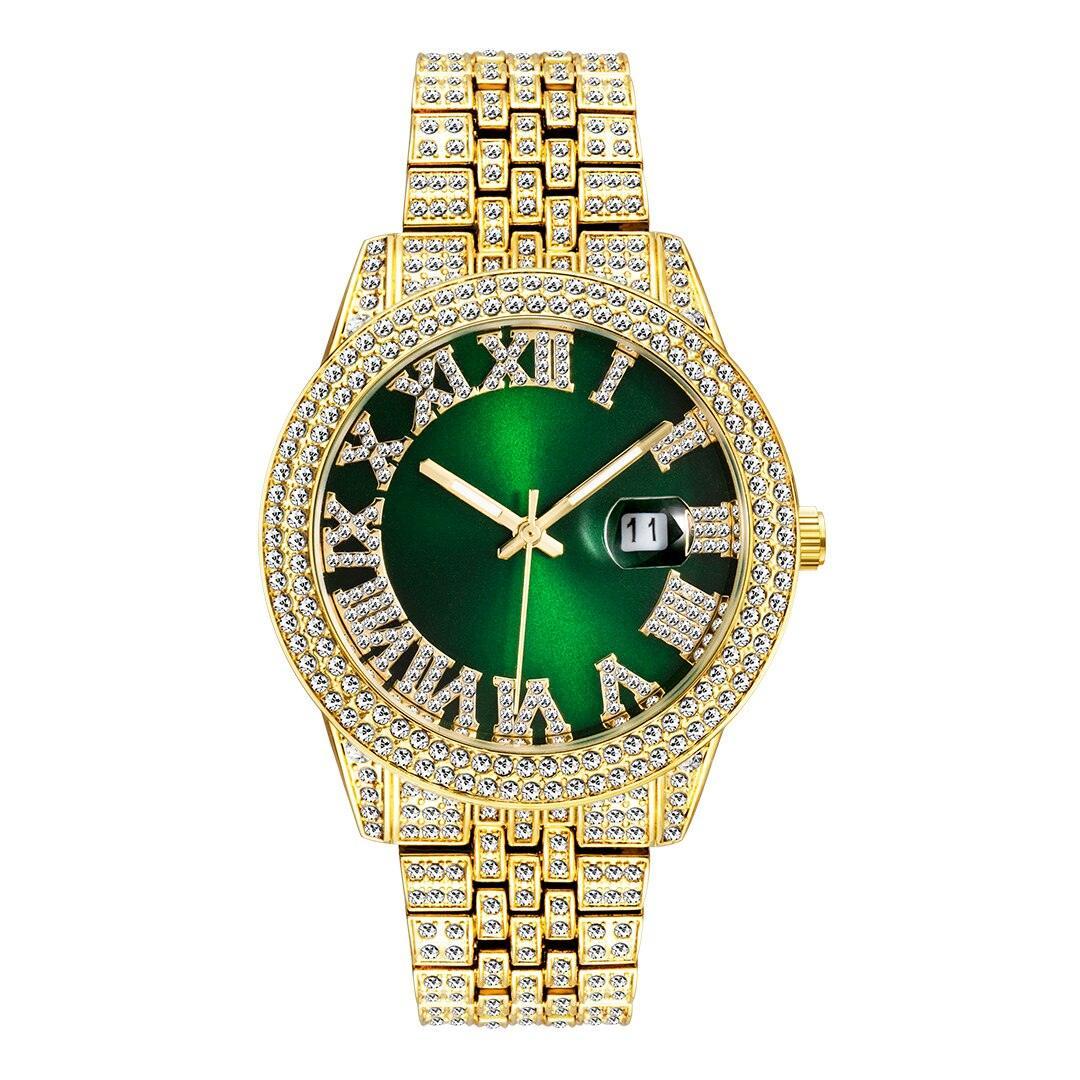 NEW Elegant Stylish Iced Out Simulated Diamond Top Brand Date Waterproof Quartz Fashion Watch - The Jewellery Supermarket