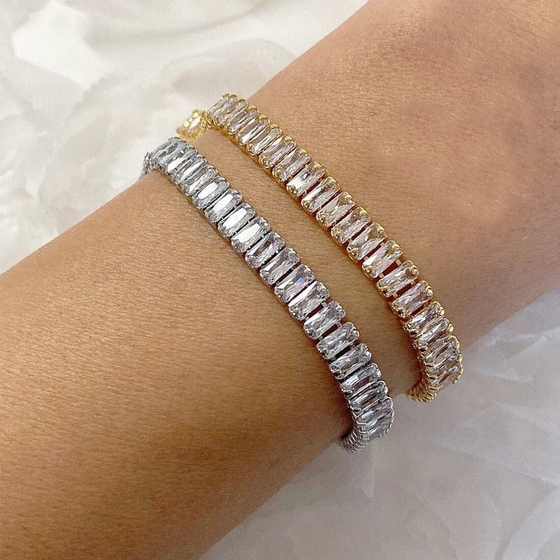 NEW Adjustable Various Size Clear AAA+ Zircon Diamonds Geometric Tennis Bracelets For Women - The Jewellery Supermarket