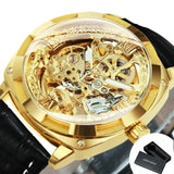 BEST GIFTS Luxury Mens Transparent Skeleton Mechanical Automatic Engraving Relogio Masculino Watch - The Jewellery Supermarket