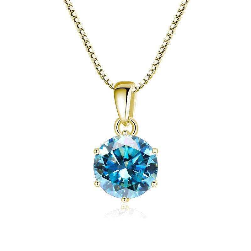 Choice 1 Carat Round Cut VVS Blue Green Colour Real High Quality Moissanite Diamonds Pendants - Fine Jewellery - The Jewellery Supermarket