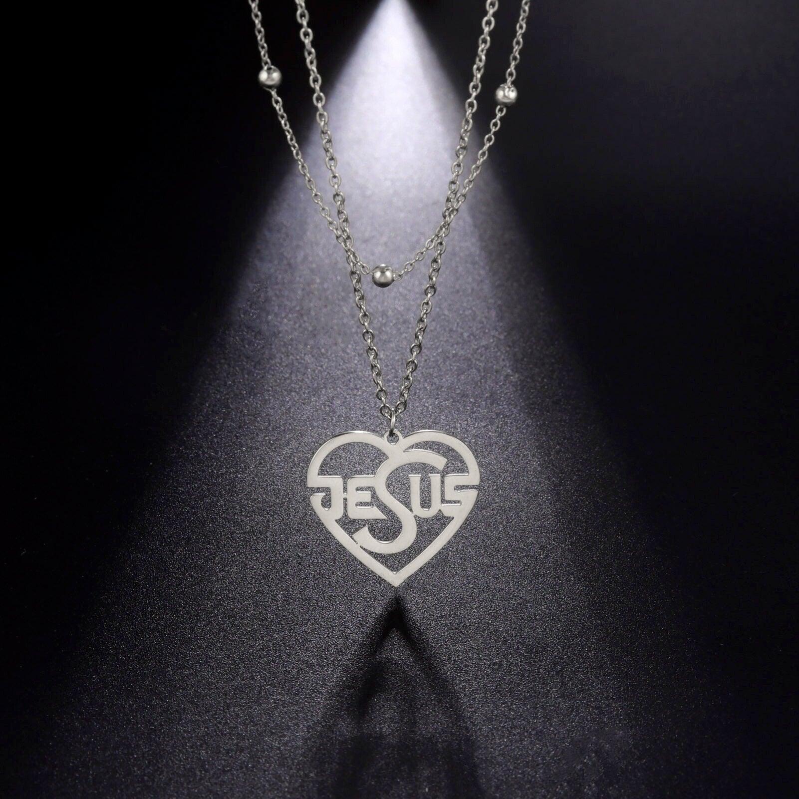 Charming Christian Jesus Heart Stainless Steel Pendant Necklace for Women - Religious Jewellery - The Jewellery Supermarket
