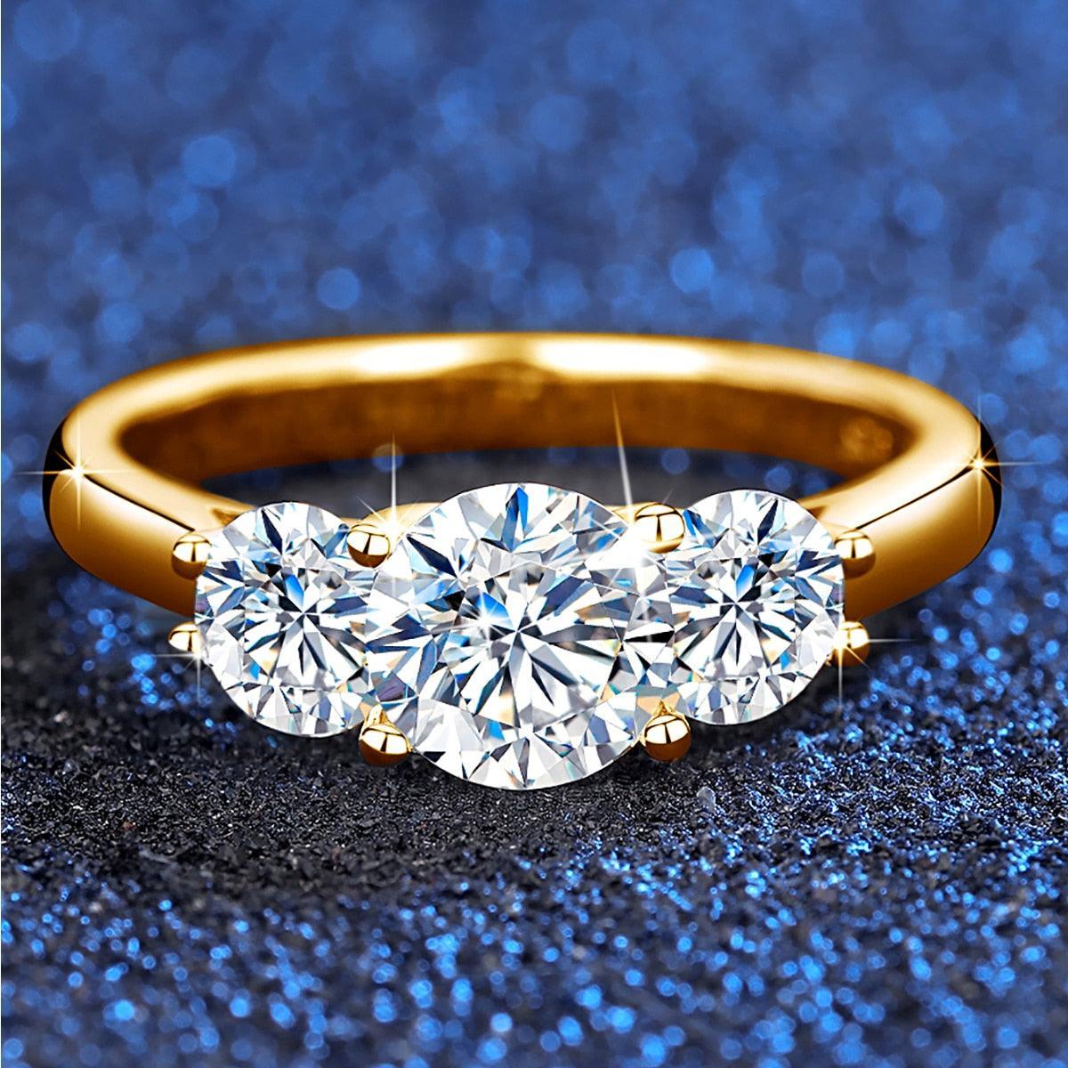 Amazing 3 Stone Total 2ct Genuine High Quality Moissanite Diamonds Rings For Women Luxury Fine Jewellery - The Jewellery Supermarket