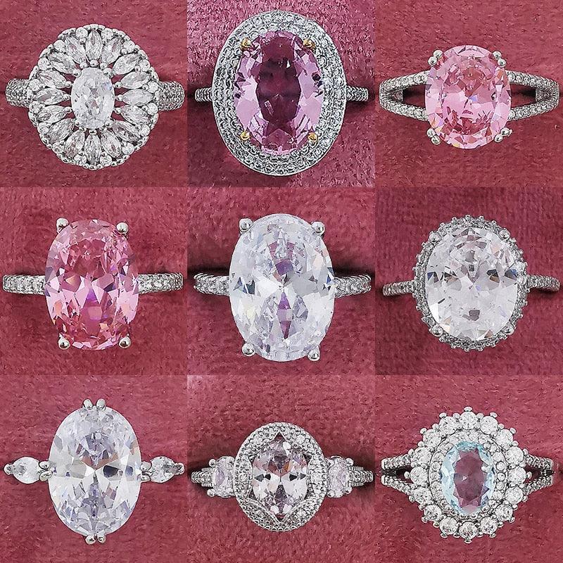 Dazzling Luxury Oval Pink AAA+ Cubic Zirconia Popular Rings - The Jewellery Supermarket