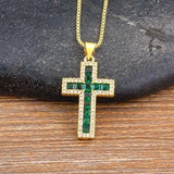 Fashion Long Chain Exquisite Multicolors Cross Pendant AAA Zircon Crystals Necklaces - Religious Jewellery - The Jewellery Supermarket