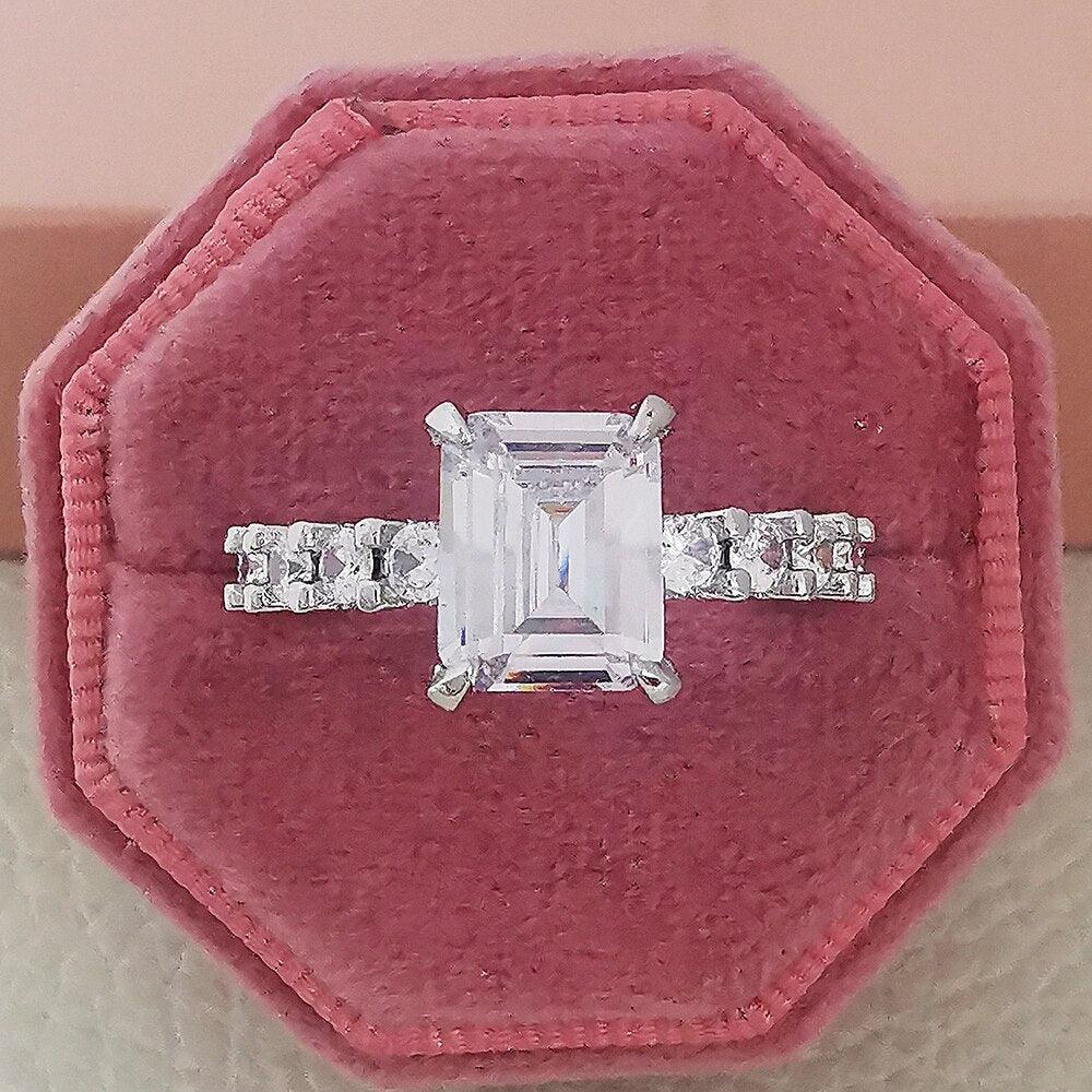 New Luxury Princess Cut Silver Color AAA+ CZ Diamonds Designer Engagement Ring - The Jewellery Supermarket