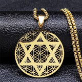 NEW Judaism Stainless Steel Flower of life Hexagram Gold Color Necklaces Pendant Necklace - The Jewellery Supermarket