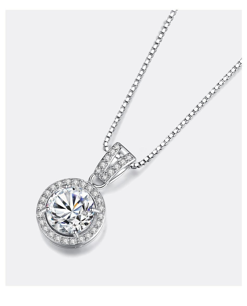 Exceptional 1 Carat VVS D Colour Round Cut High Quality Moissanite Diamonds Necklace Luxury Jewellery - The Jewellery Supermarket