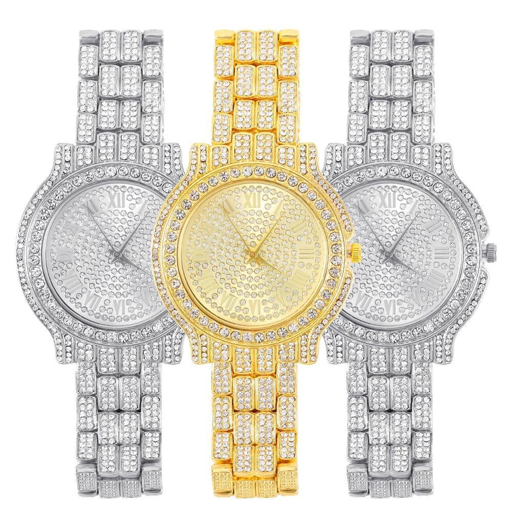 New Hip Hop Iced Out Square Simulated Diamonds Watch - Sparkling Quartz Fashion Classic Watches - The Jewellery Supermarket