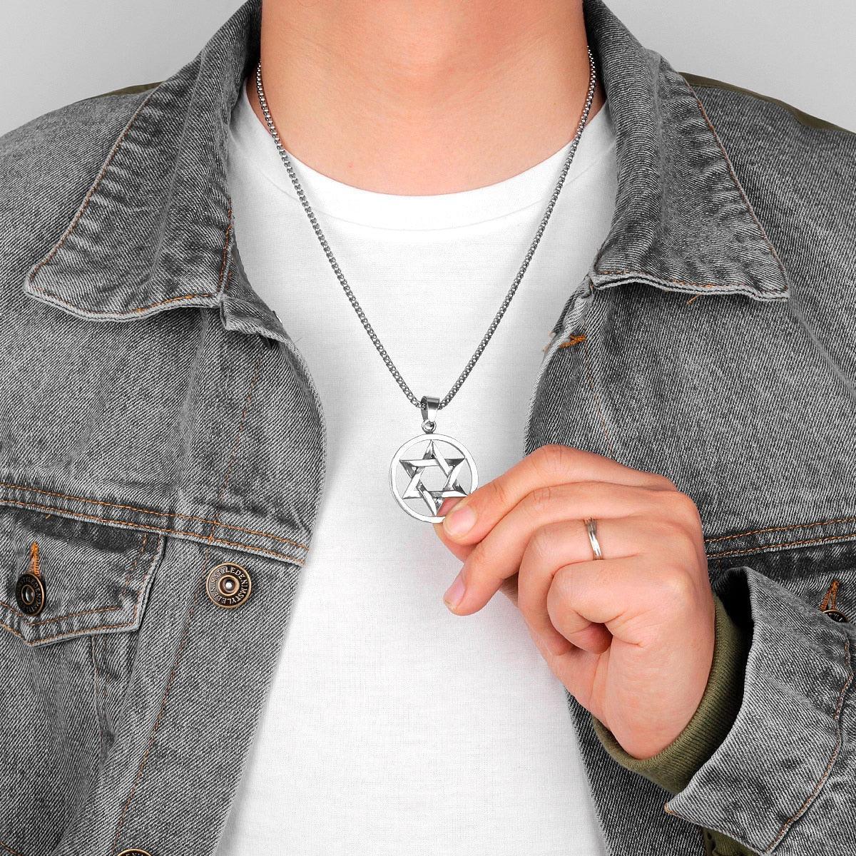 NEW ARRIVAL Hexagram Star Stainless Steel Religious Necklaces and Pendants - The Jewellery Supermarket