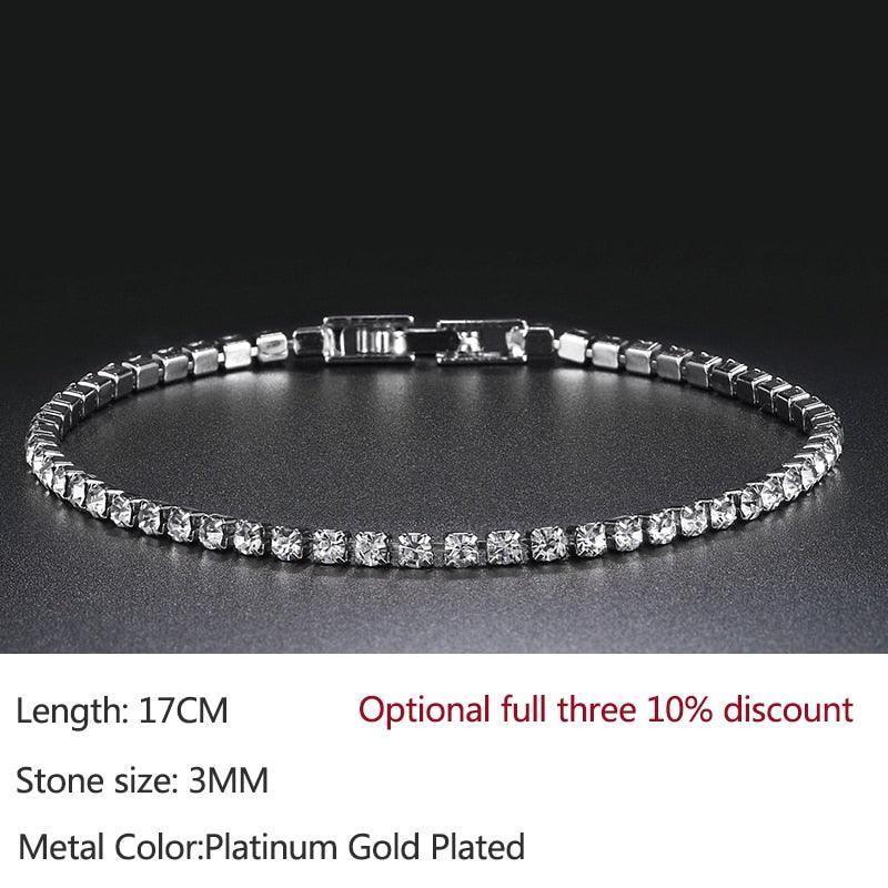 Luxury Shiny Round AAA+ Cubic Zirconia Diamond Tennis Gold Silver Colour Bracelets For Women - The Jewellery Supermarket