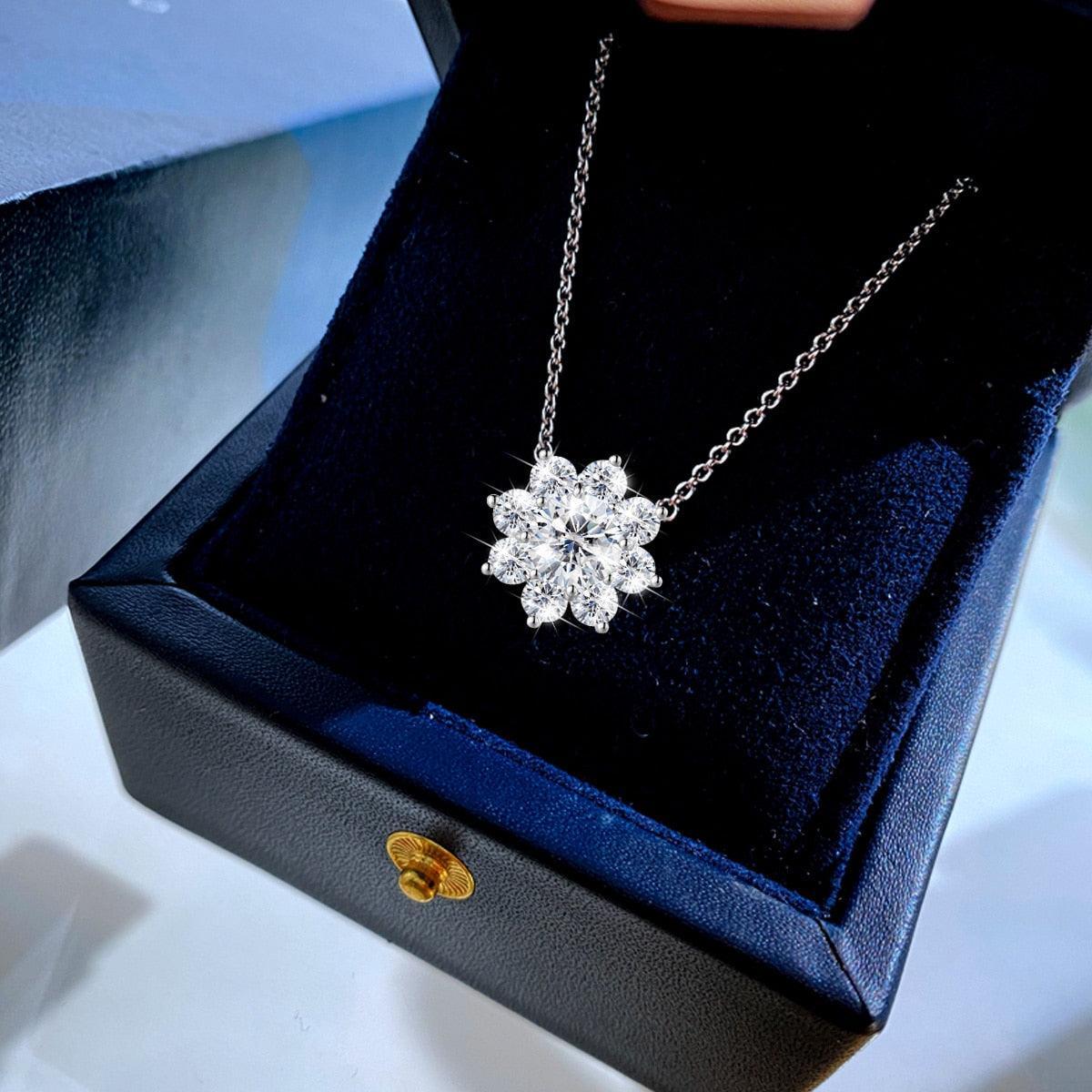 Terrific Flower Design 3ct High Quality Moissanite Diamonds Necklace Pendants - Luxury Jewellery - The Jewellery Supermarket