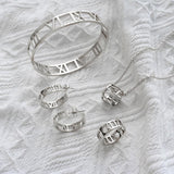 BEST SELLER New Design Hollow Roman Numerals Stainless Steel Jewellery Set for Women  - Fashion Jewellery - The Jewellery Supermarket