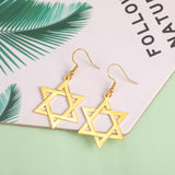 NEW Star of David Gold Silver Color Hollow Hexagram Drop Earrings For Women - The Jewellery Supermarket