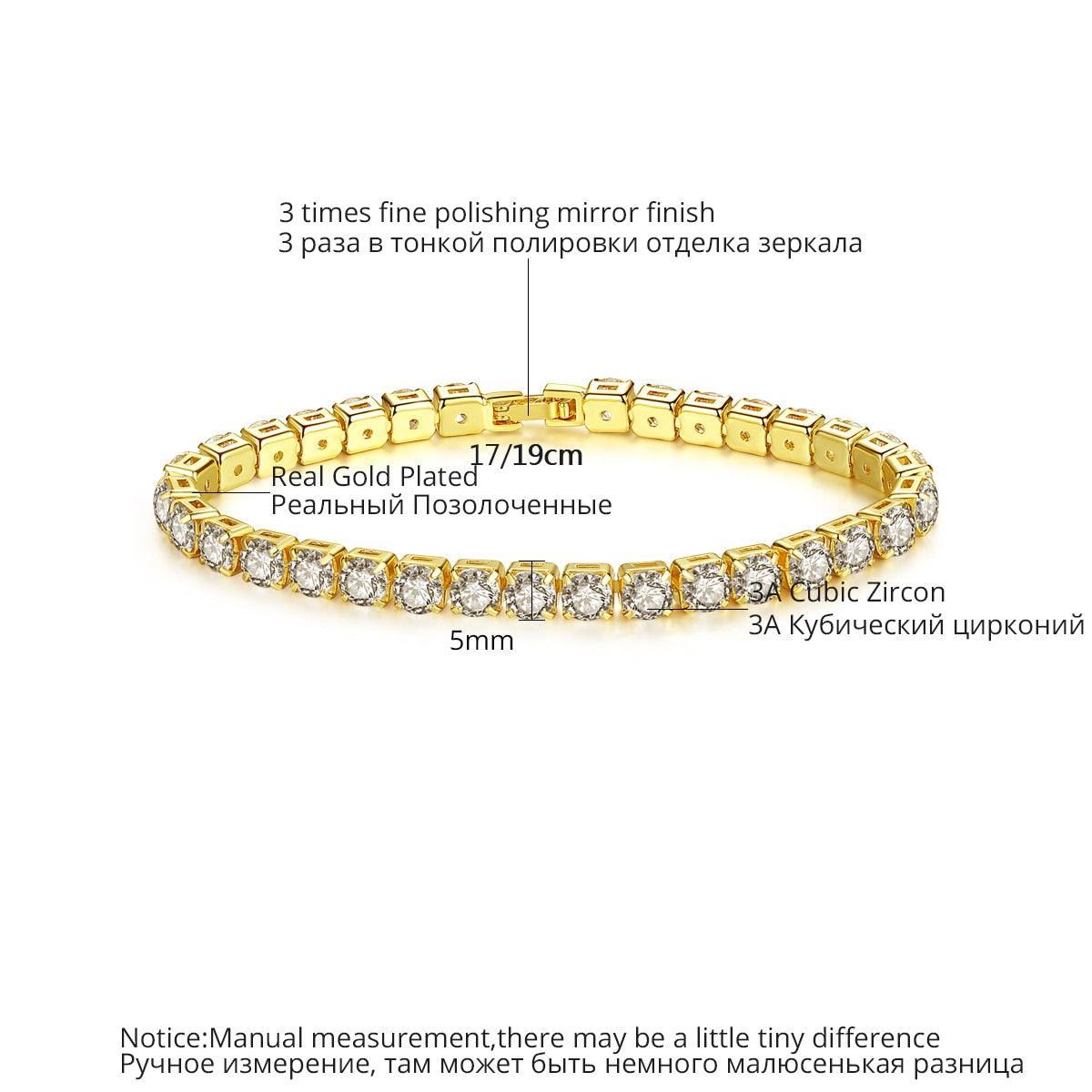 EXQUISITE Charming AAA+ Cubic Zirconia Simulated Diamonds Gold Colour Tennis Bracelets - The Jewellery Supermarket