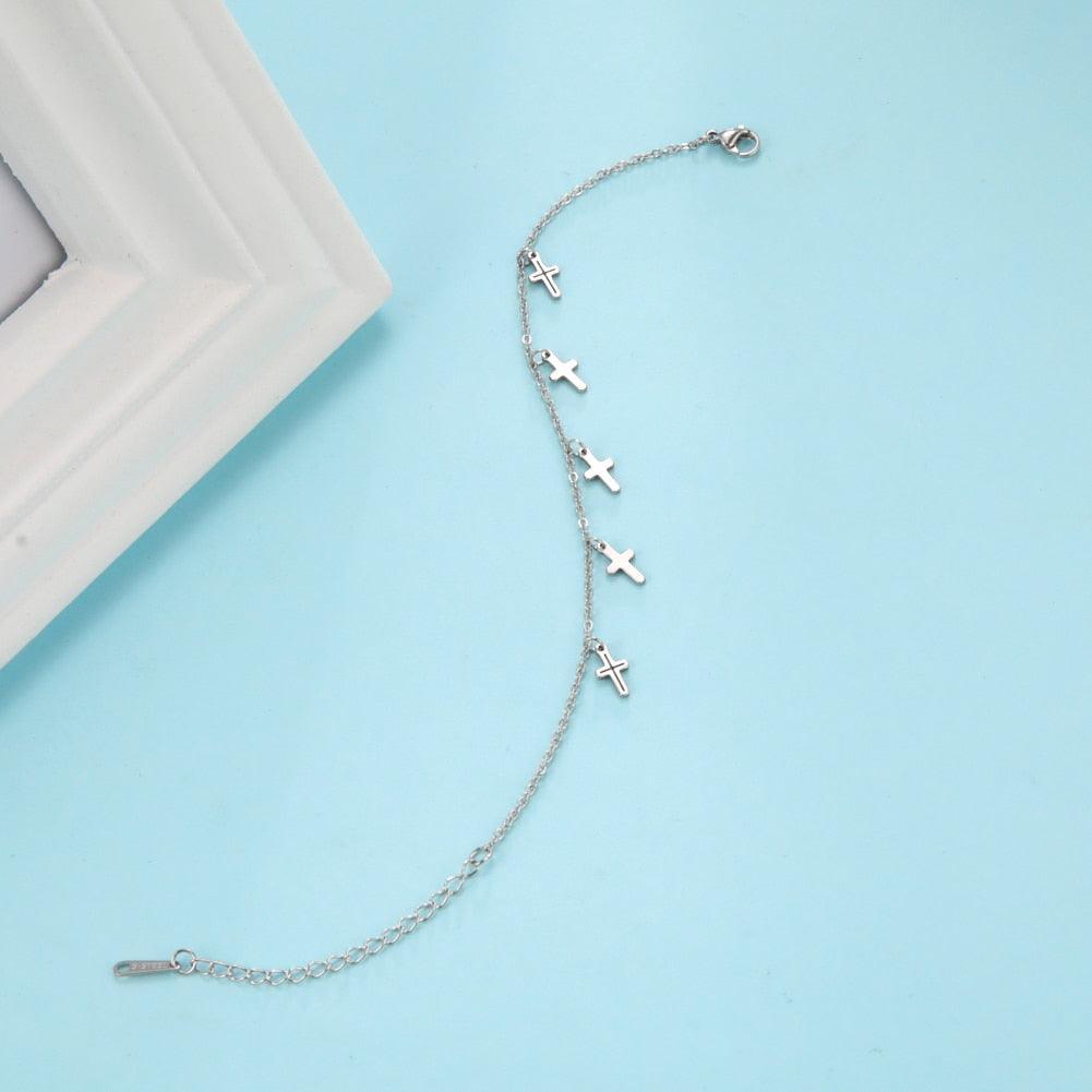 Boho Stainless Steel Christian Cross Charm Bracelets for Women - Religious Jewellery  - The Jewellery Supermarket