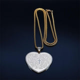Bible Verse Projection Cross Necklace Stainless Steel Spanish Lord's Prayer Religious Chain Necklaces - The Jewellery Supermarket