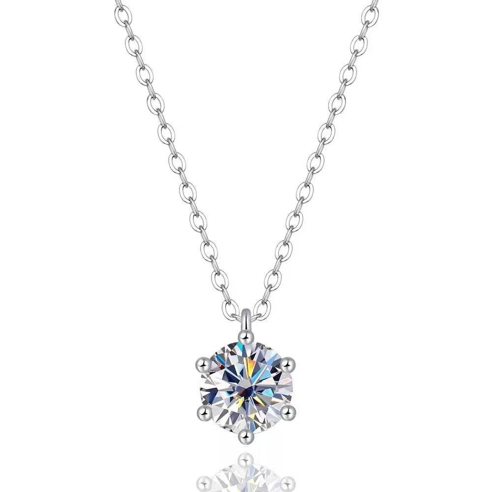 Super 1 or 2 Carat 6 Prong Real High Quality Moissanite Diamonds Necklace For Women - Luxury Fine Jewellery - The Jewellery Supermarket
