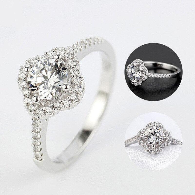 BEST GIFT IDEAS - Lovely Trendy AAA+ Cubic Zirconia Diamonds Clover Ring - The Jewellery Supermarket
