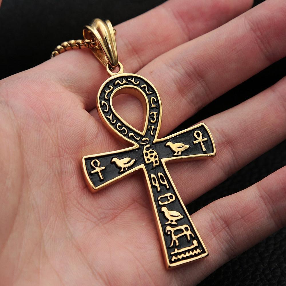 NEW Ancient Egyptian Ankh Cross Stainless 316L Steel Amulet Necklace For Men Women - The Jewellery Supermarket