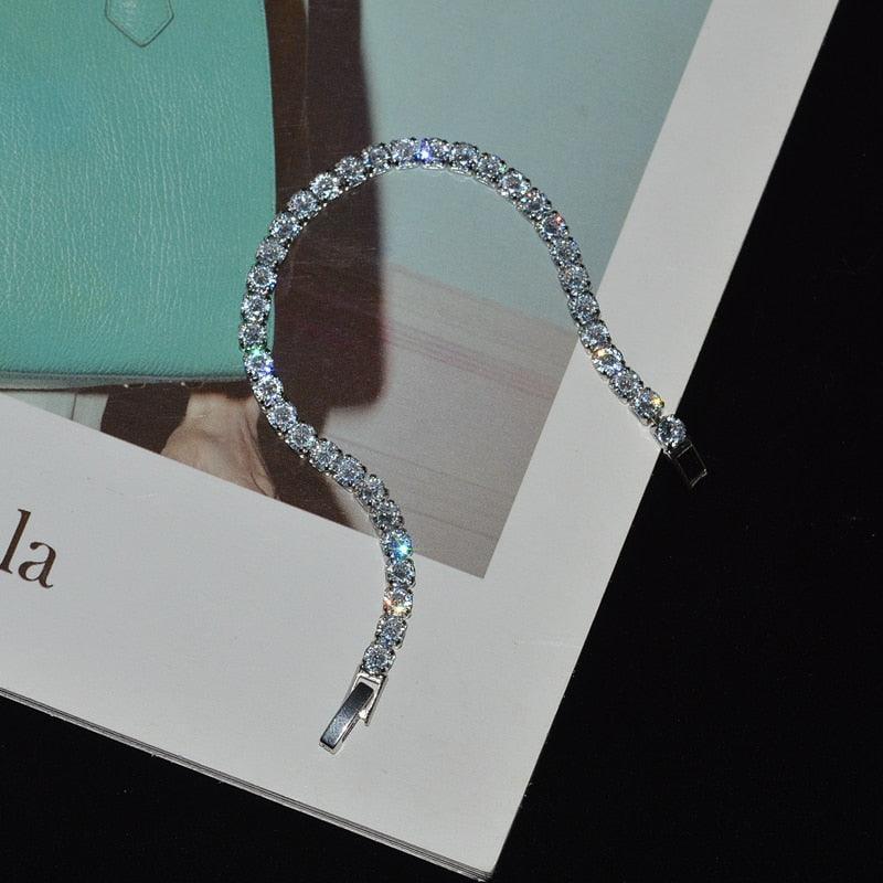 Luxury Shiny Round AAA+ Cubic Zirconia Diamond Tennis Gold Silver Colour Bracelets For Women - The Jewellery Supermarket