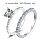 1-2CT Princess Cut High Quality Moissanite Diamonds VVS Colorless Solitaire Diamond Bridal Sets Ring - The Jewellery Supermarket