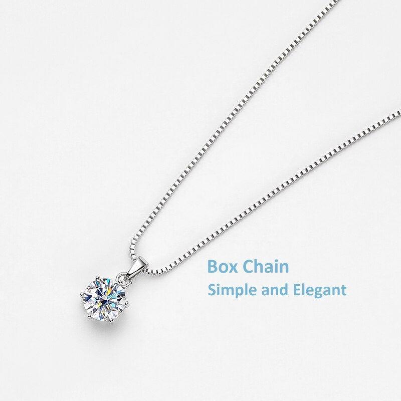 Super 1 or 2 Carat 6 Prong Real High Quality Moissanite Diamonds Necklace For Women - Luxury Fine Jewellery - The Jewellery Supermarket