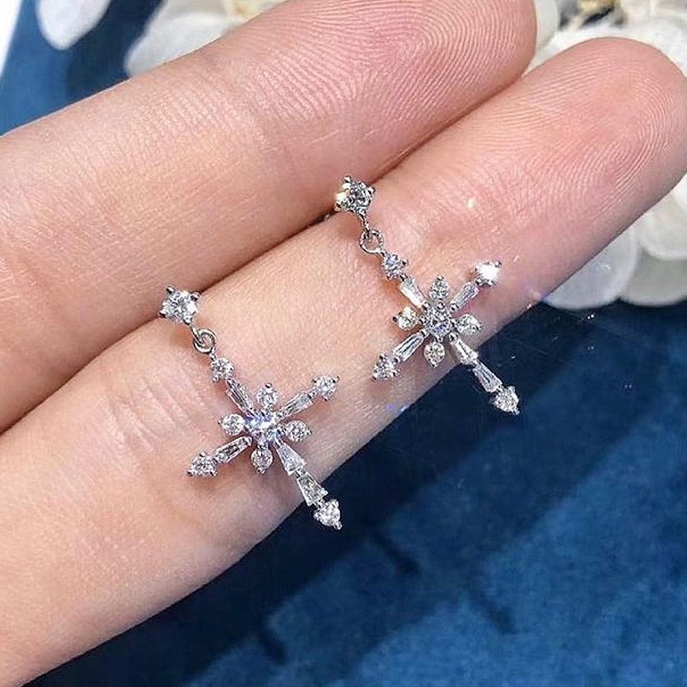 Charming Fancy Cross Dangle Earrings with Crystal Cubic Zirconia - Best Selling Religious Jewellery - The Jewellery Supermarket