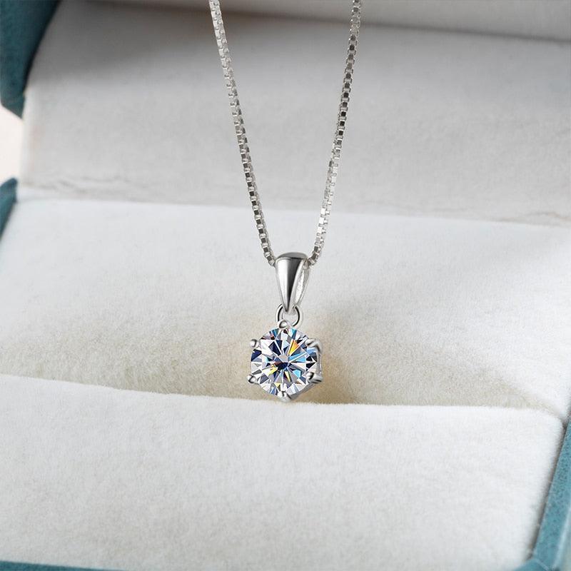 Choice 1 Carat Round Cut VVS Blue Green Colour Real High Quality Moissanite Diamonds Pendants - Fine Jewellery - The Jewellery Supermarket