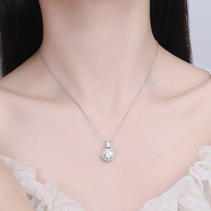 Sensational Classic Round Cut 2CT 8MM High Quality Moissanite Diamonds Necklace - Luxury Jewellery - The Jewellery Supermarket
