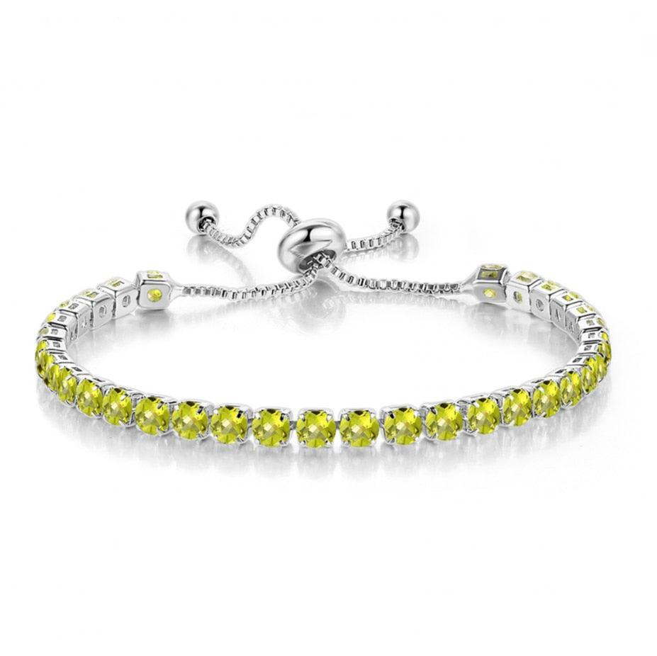 CHARMING Adjustable Colorful Birthstone AAA CZ Crystals MUlticolour Tennis Bracelets for Women - The Jewellery Supermarket