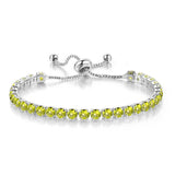 CHARMING Adjustable Colorful Birthstone AAA CZ Crystals MUlticolour Tennis Bracelets for Women - The Jewellery Supermarket